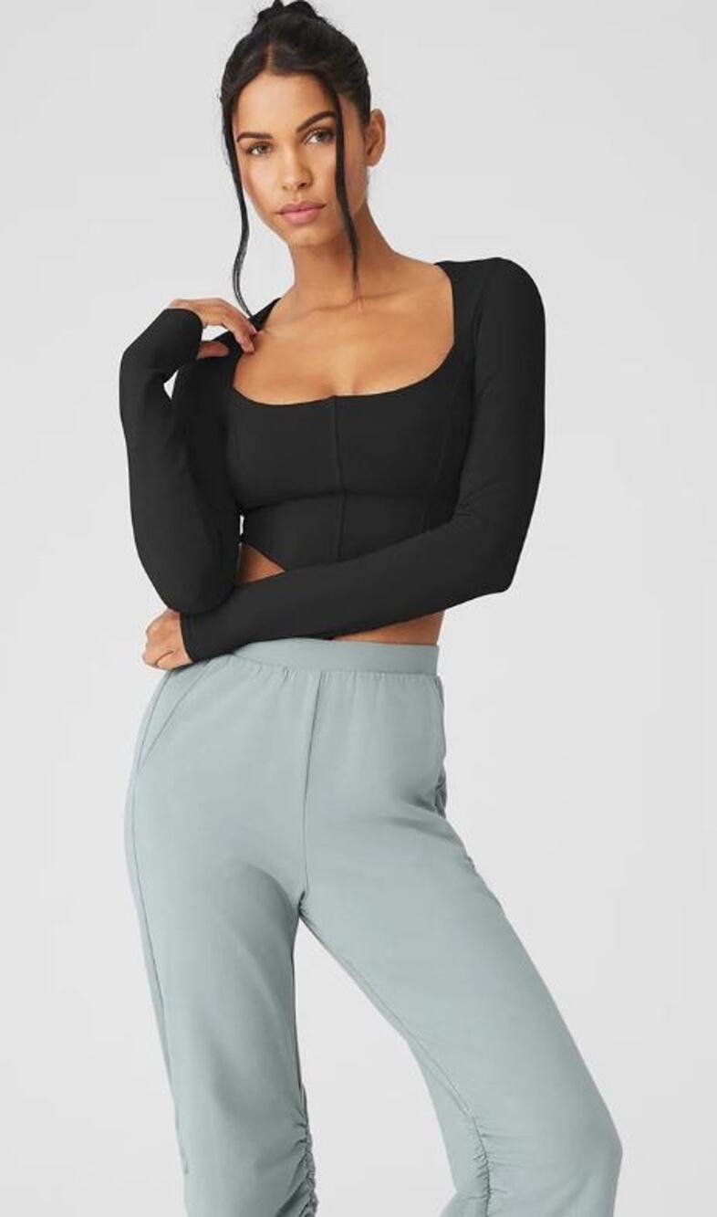 Alo Yoga Soft Sculpt Long Sleeve Black - XS